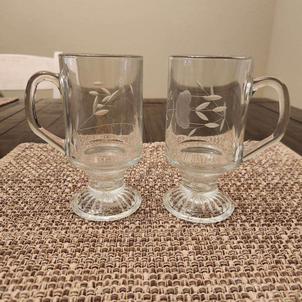 Princess House Heritage pattern Irish coffee mugs set of 2